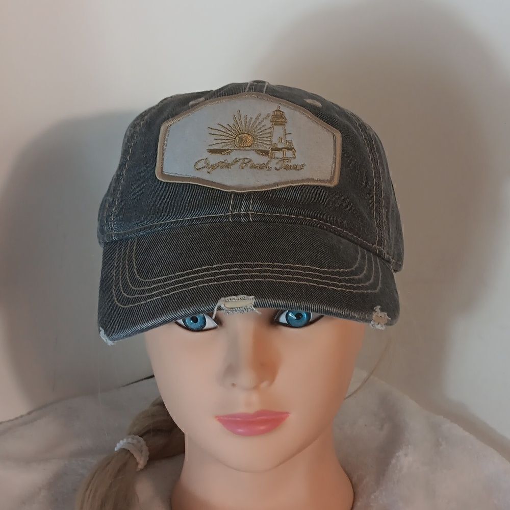 Crystal Beach Texas Gray Denim Cap